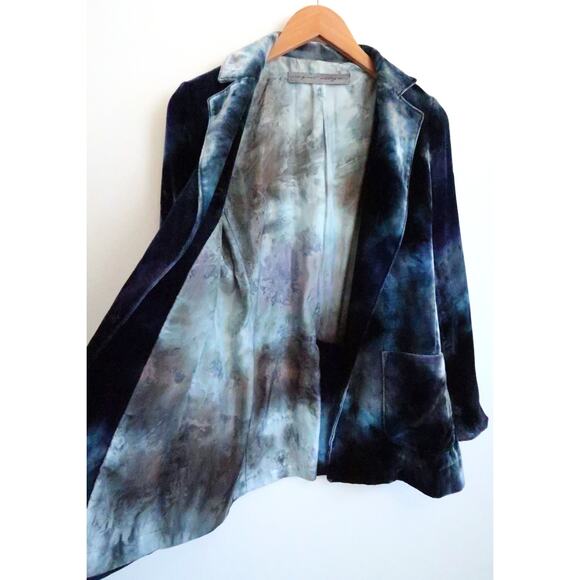 RAQUEL ALLEGRA Velvet Silk Single Breasted Tie Dye Blazer Jacket SSENSE 1 S $800 - Picture 7 of 16